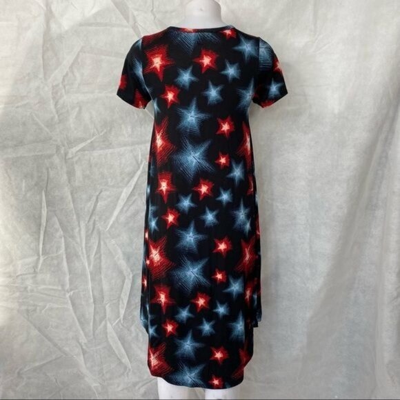 LulaRoe Star Dress Black Blue Red High Low T-shirt Dress - Picture 10 of 10